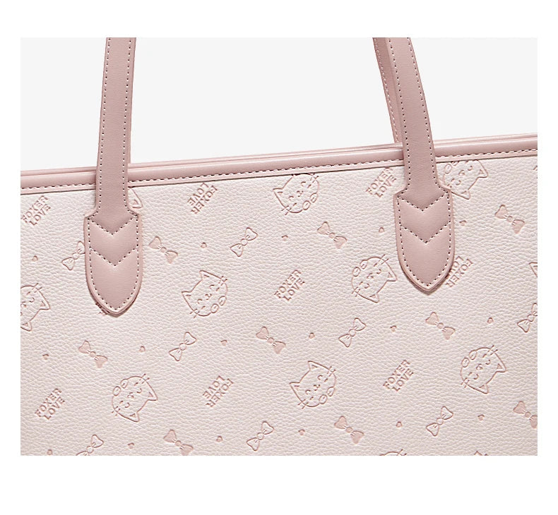 FOXER Summer New Women's Shoulder Bag PVC Leather Daily Tote Bag Female Commuting Purse Large Capacity Handbag for Everyday Use
