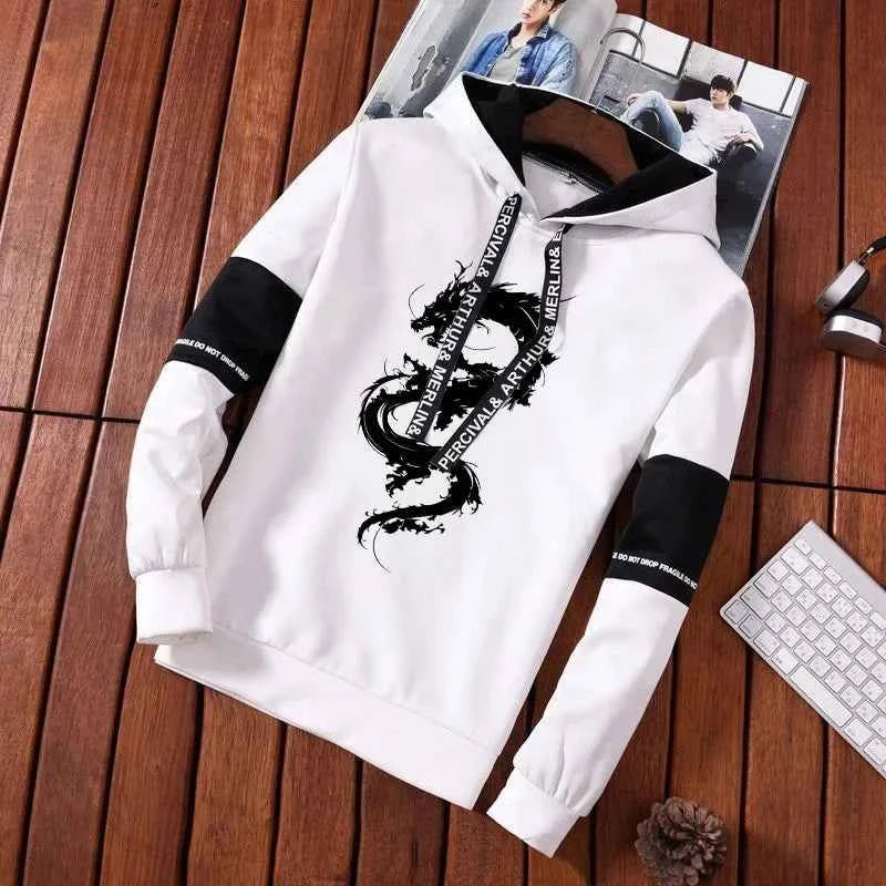 Chinese Dragon Print Hoodie Tracksuit for Men | Winter Autumn Jogging Sportswear