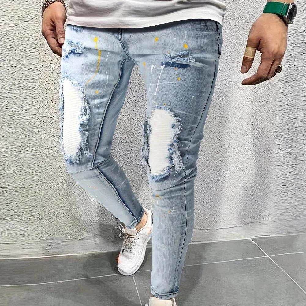 Men's Casual Creative Street Style Slim Fit Jeans - ShopHub