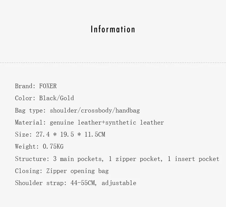 FOXER Luxury Genuine Leather Women's Shoulder Bag