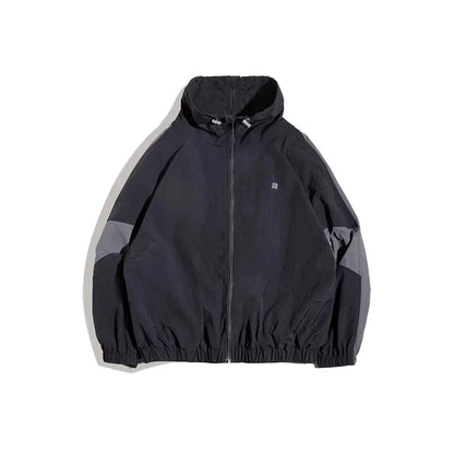 Maden Casual Detachable Double Zipper Patchwork Jackets Stand-up Collar Loose Fit Letter Jacket For Men's Spring and Fall Coat