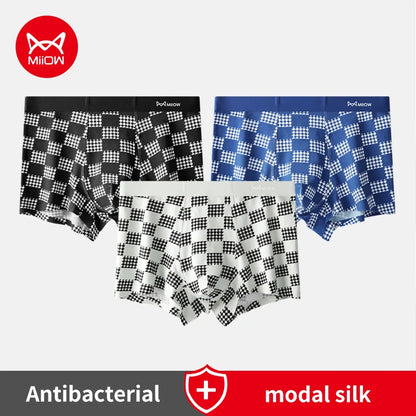MiiOW Men’s Modal Antibacterial Underwear - Ultimate Comfort 3Pcs Cotton Boxer Briefs