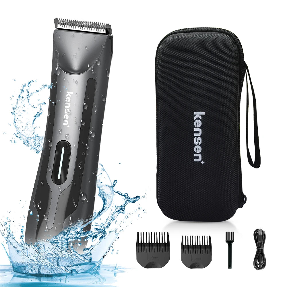 Kensen S10 Electric Groin Hair Trimmer for Men - Waterproof Body Groomer with Replaceable Ceramic Blade