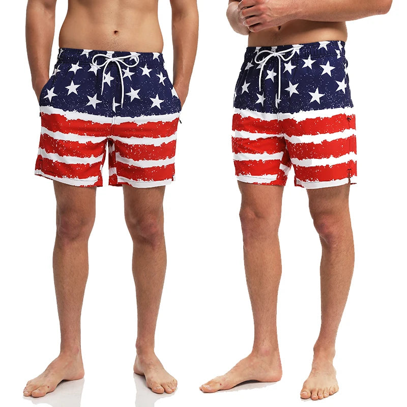 Men's ShopHub NZ summer 2026 boardshorts with polyester fabric, long lining, side zipper pocket, suitable for gym and swimming.