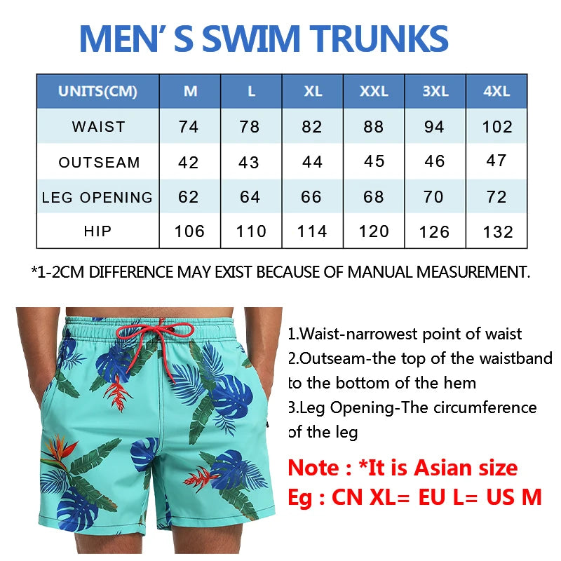 Men's summer boardshorts by ShopHub NZ, quick-drying breathable mesh liner, pockets, ideal for gym, run, or swim activities.
