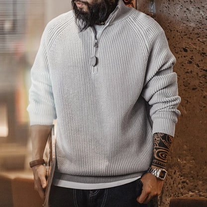 MADEN Cotton-Blend Half-Zip Sweater