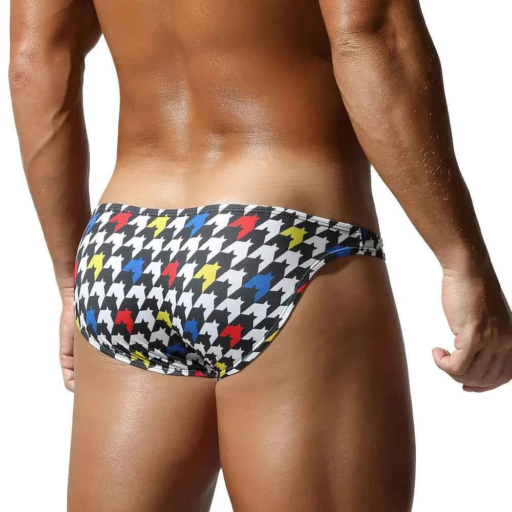 SEOBEAN Men's Printed Briefs with Contoured Pouch and Smooth Stretch Fabric - Sexy Fashion Underwear with Branded Waistband