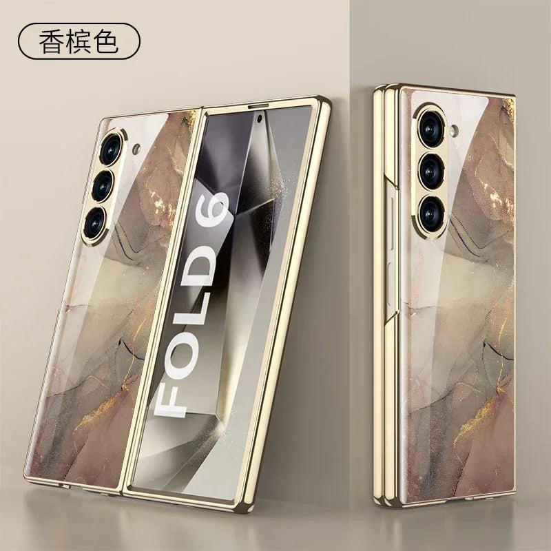 GKK Painted Tempered Glass Case for Samsung Galaxy Z Fold 6 & Galaxy Z Fold 5 Case - ShopHub