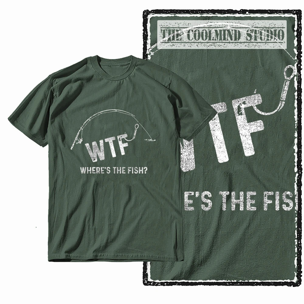 COOLMIND Z1018 Funny Fishing Graphic Cotton Tee