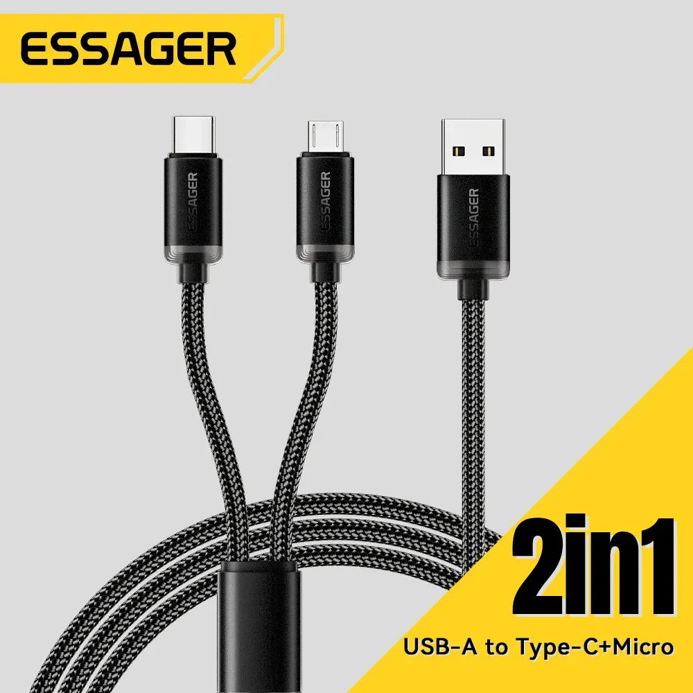 Essager 2 in 1 USB Type C Micro Cable - ShopHub