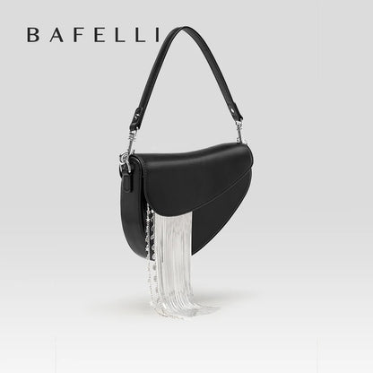 BAFELLI Tassel Genuine Leather Saddle Bag