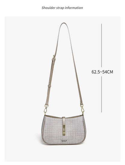 FOXER Cowhide Leather Women Baguette Shoulder Bag Light Luxury Ladies Crossbody Bag Fashion Sling Purse for Daily Dating Use