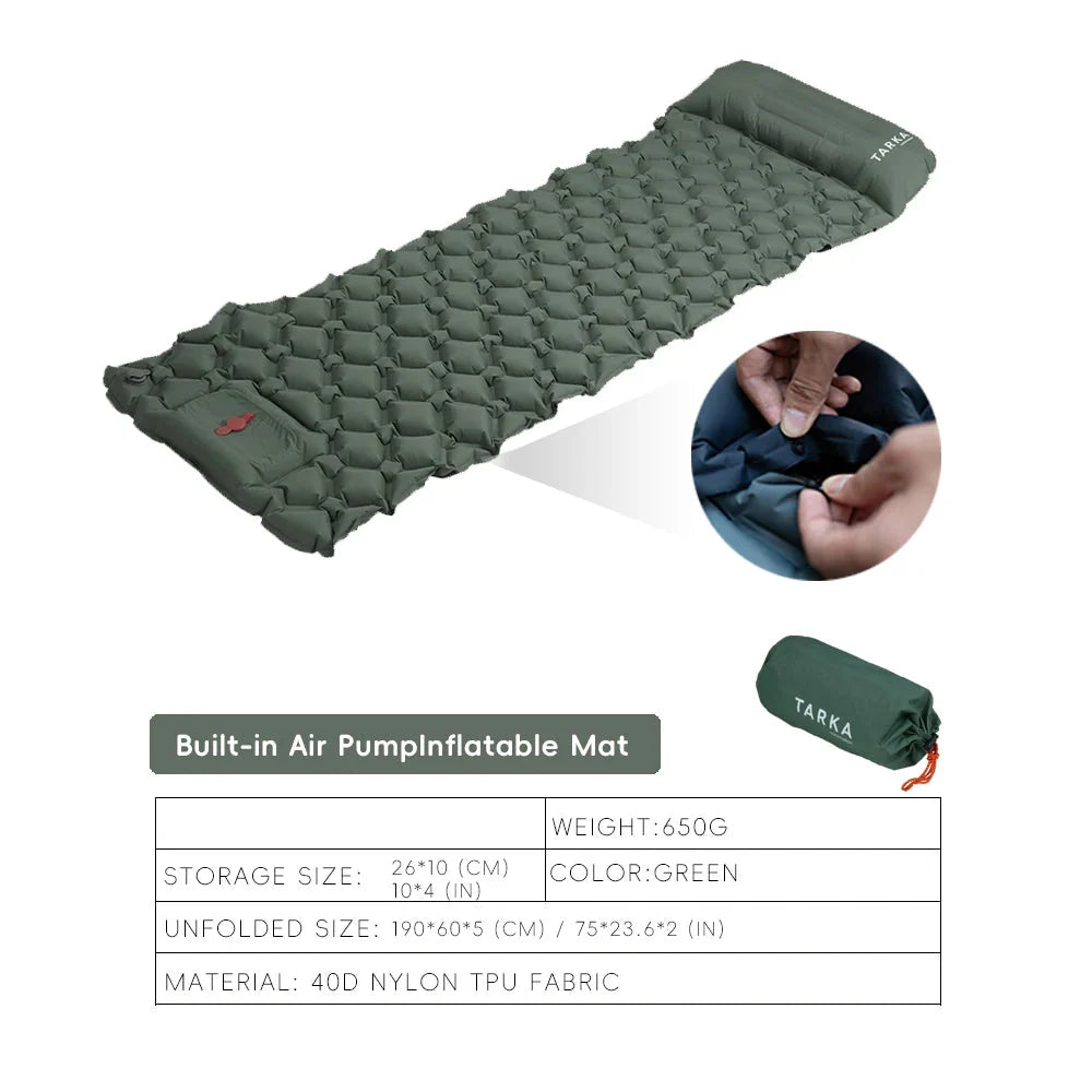 Inflatable Camping Mat with Pillow – Self-Inflating Mattress Habicare