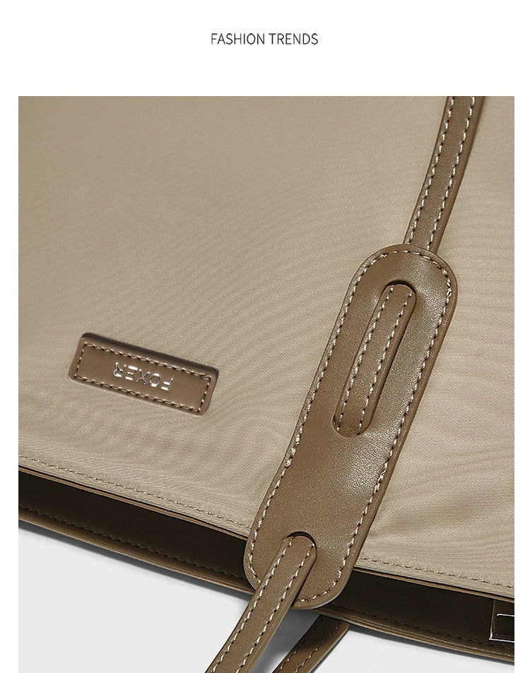 FOXER Women's Large Capacity Tote Bag Casual PU Leather Lady's Shoulder Bag Commute Travel Handbag All-match