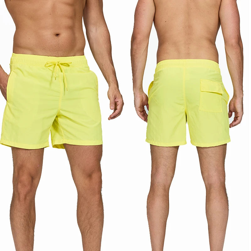 Men's surfboard shorts by ShopHub NZ featuring breathable mesh liner, nylon material, and stylish design for swimming and beach sports.