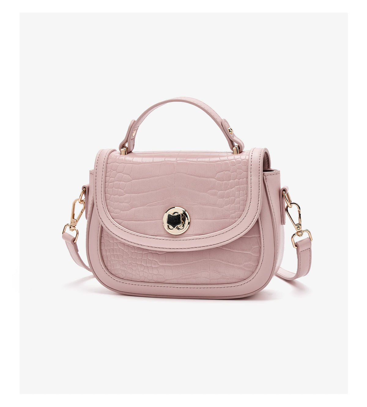FOXER Chic Luxury Shoulder Bag for Women PU Leather Pink Top‑handle Handbag Fashion Ladies Crossbody Purse for Daily Dating