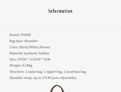 FOXER New Large Capaci Women's Handbag PU Leather Simple Retro Single Underarm Bag for Female Casual Commuting Pillow Bag Purse