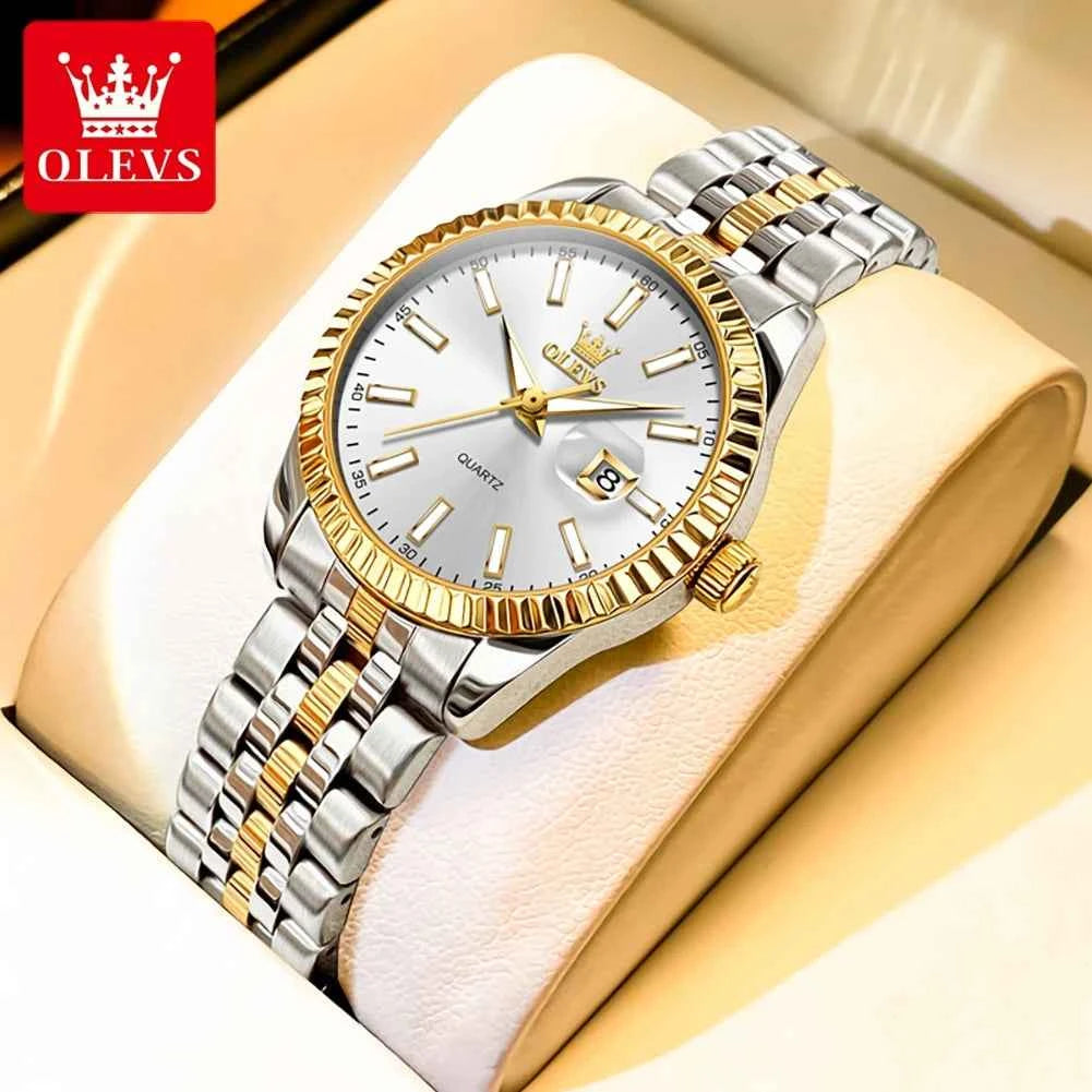 OLEVS 5593 Waterproof Watch Unisex Fashion Quartz Wristwatch with Luminous Features and Date Calendar Design