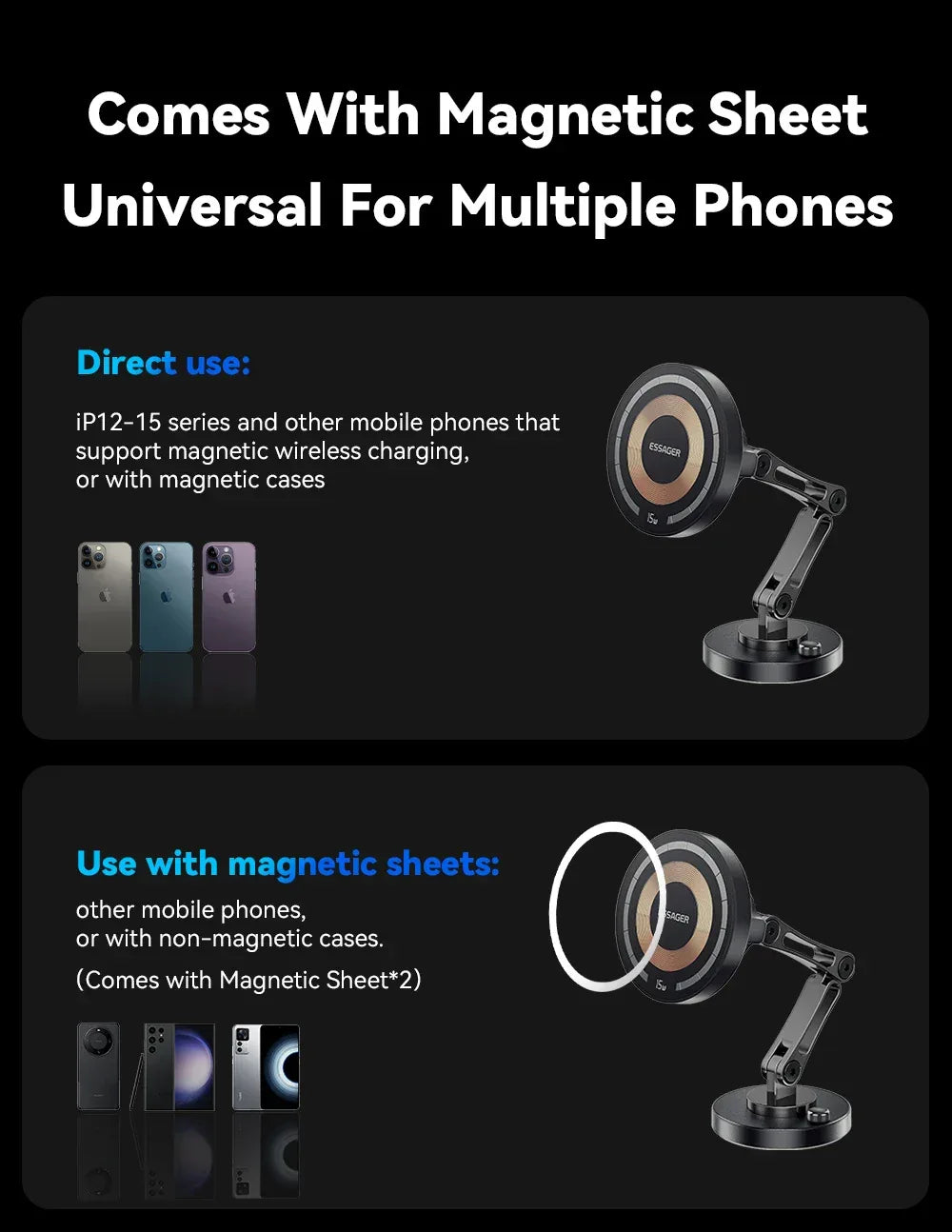 Essager Magnetic Wireless Charger Car Phone Holder - ShopHub