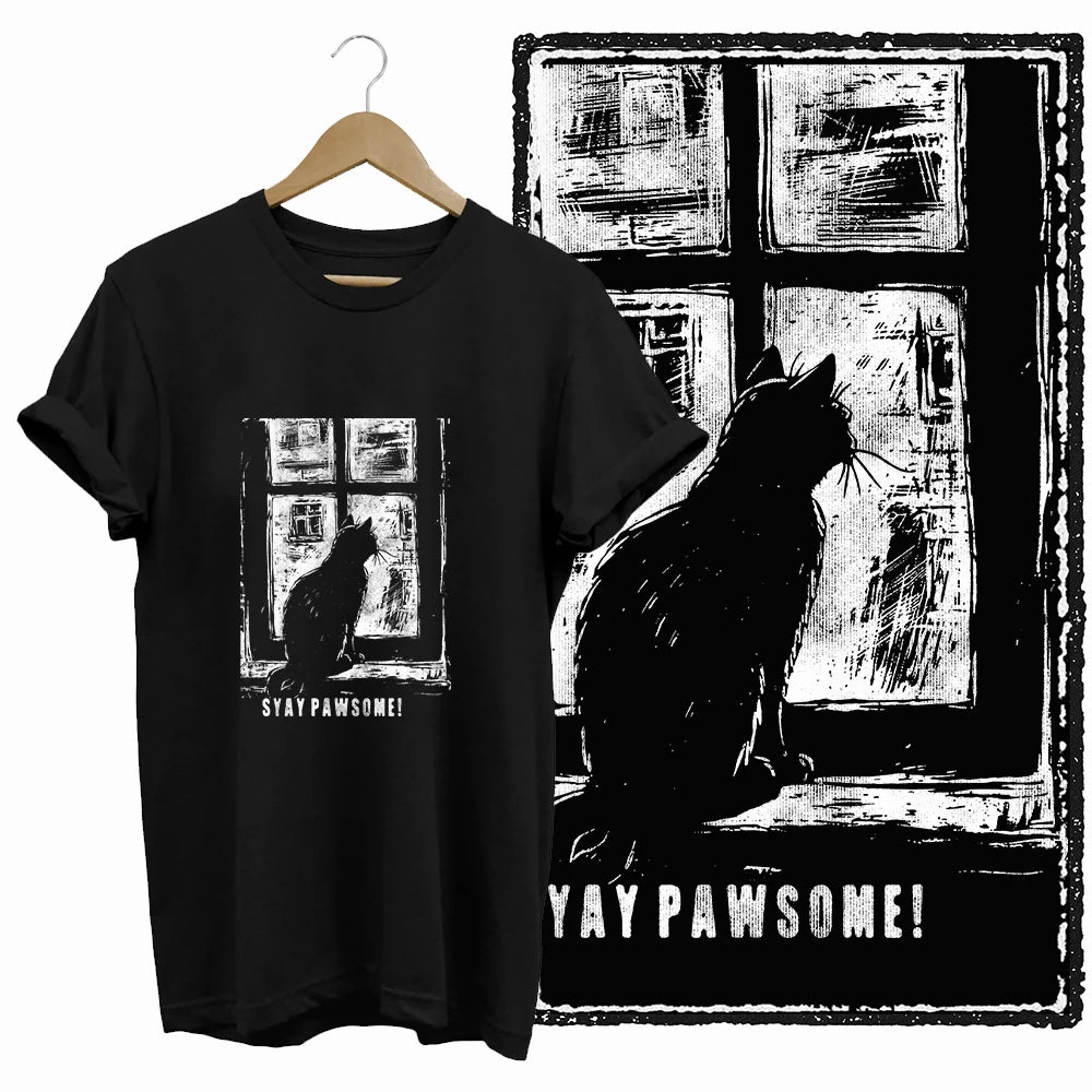 COOLMIND Black Cat Graphic T-Shirt | Women's 50-Design