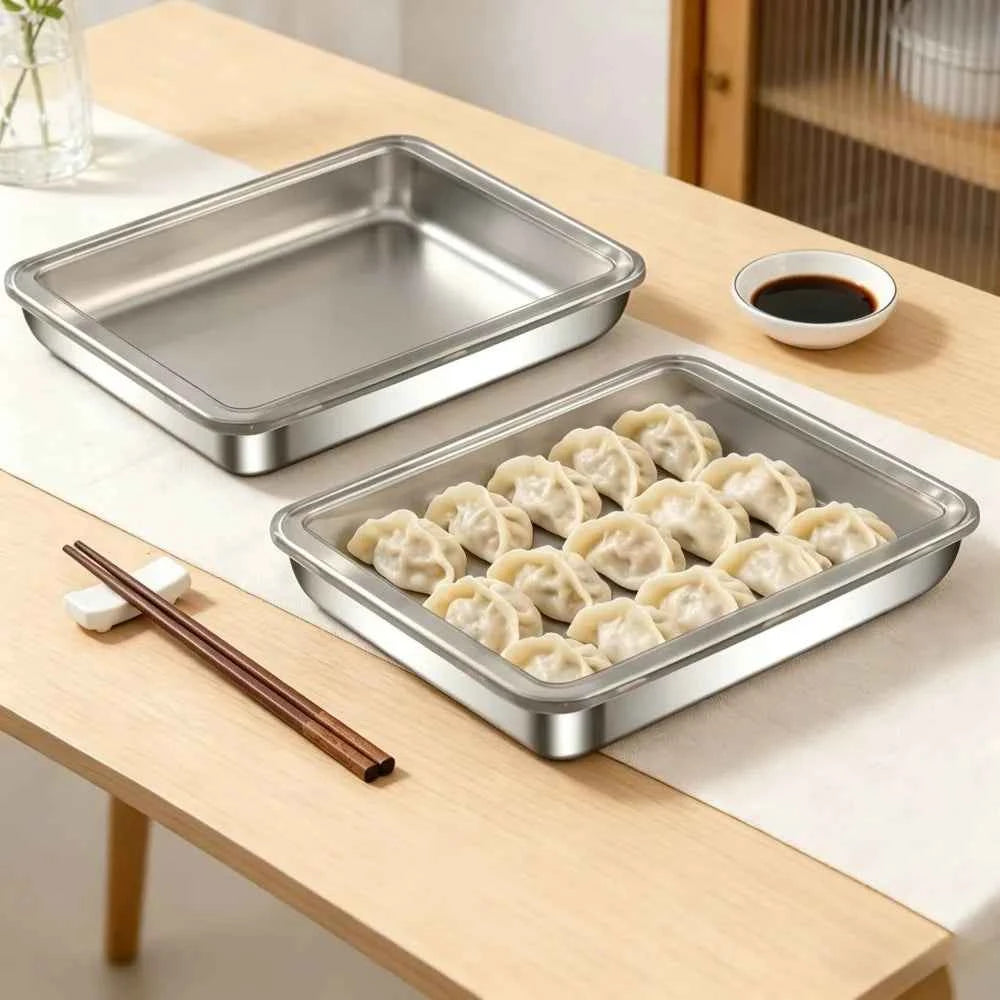6Pcs Stainless Steel Food Containers with Black Lids