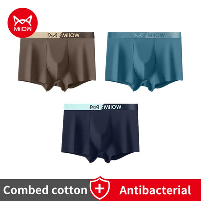 MiiOW Men's Antibacterial Underwear 3Pcs Cotton Boxers
