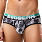 SEOBEAN Men's Printed Briefs Comfortable Breathable Underwear with U Convex Pouch Stylish Triangle Design