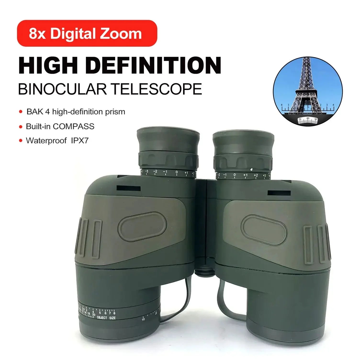 Professional Binoculars – Waterproof with Rangefinder & Compass (10x50) Habicare