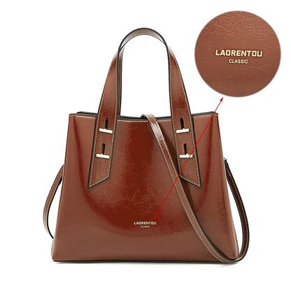 High Quality Women Split Leather Handbag Fashion Workplace Big Capacity Tote Bag Commuter Crossbody Shoulder Bags Mother's Gift