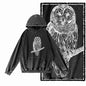 Vintage Owl Graphic Acid-Washed Black Hoodie
