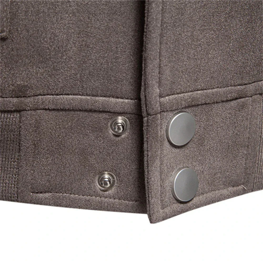 AIOPESON Suede Button-Up Bomber Jackets - ShopHub