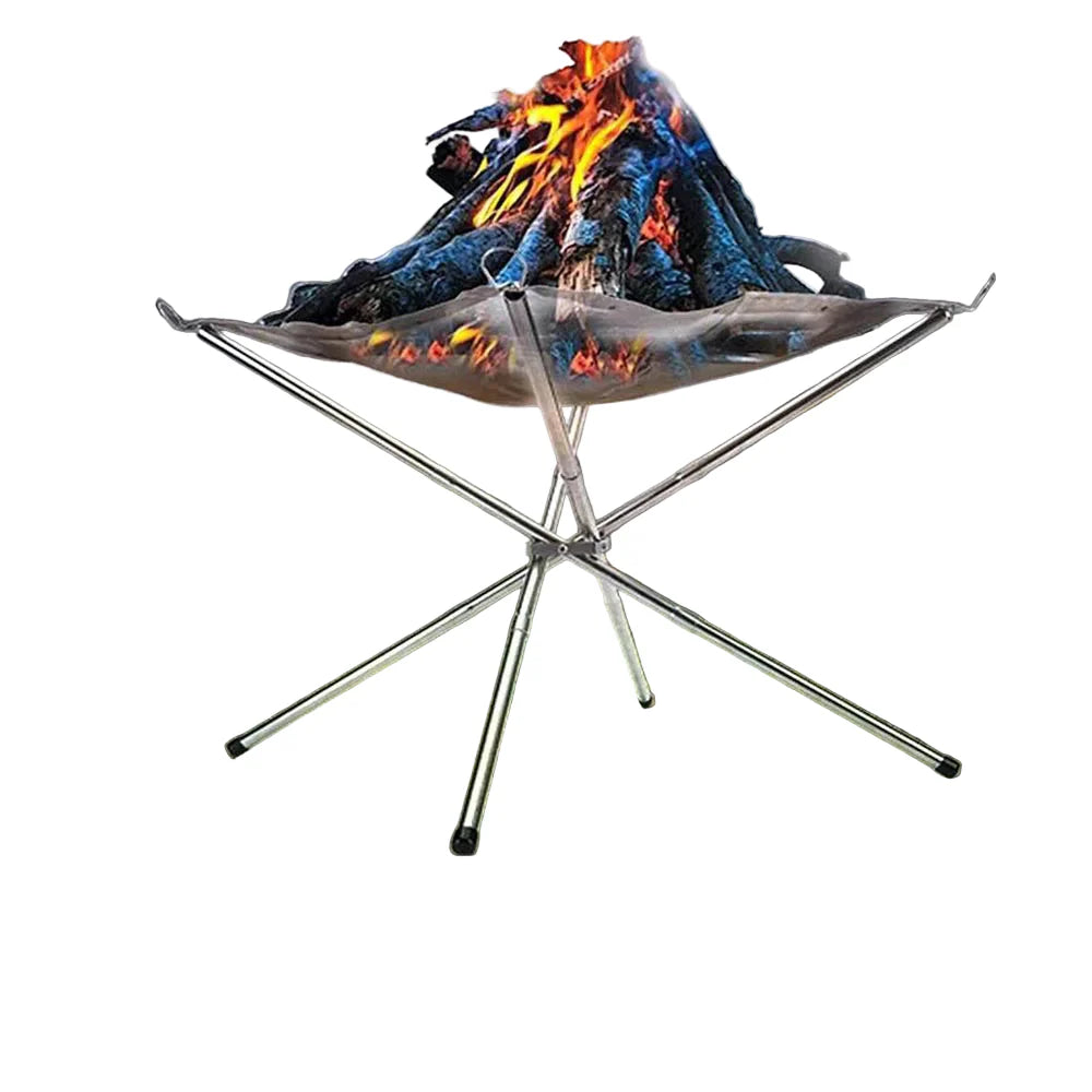 Stainless Steel Foldable Camping Fire Pit & BBQ Rack Habicare