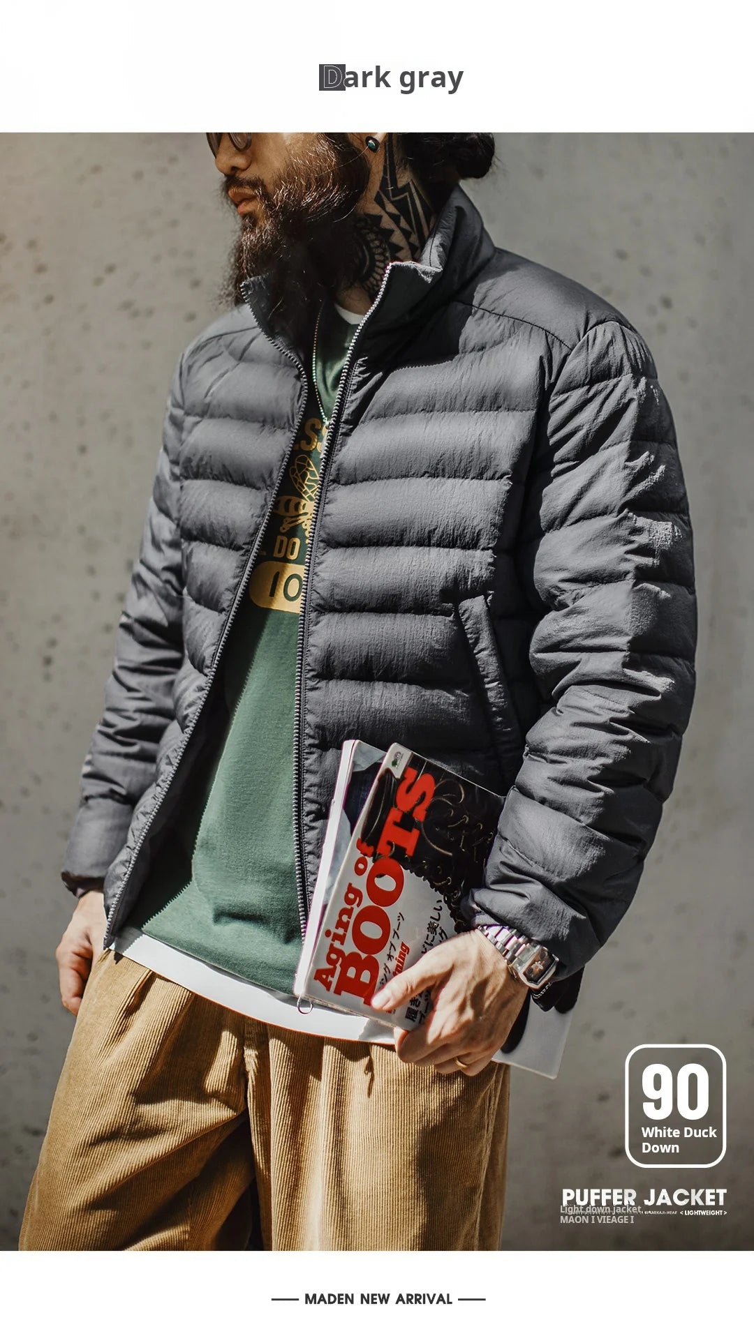 Maden Winter Men's Stand-up Collar Down Jacket