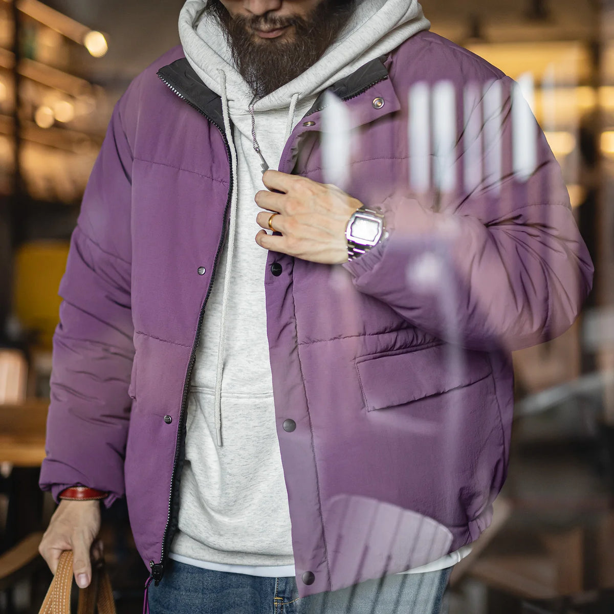 MADEN Reversible Padded Jacket | Green & Orange