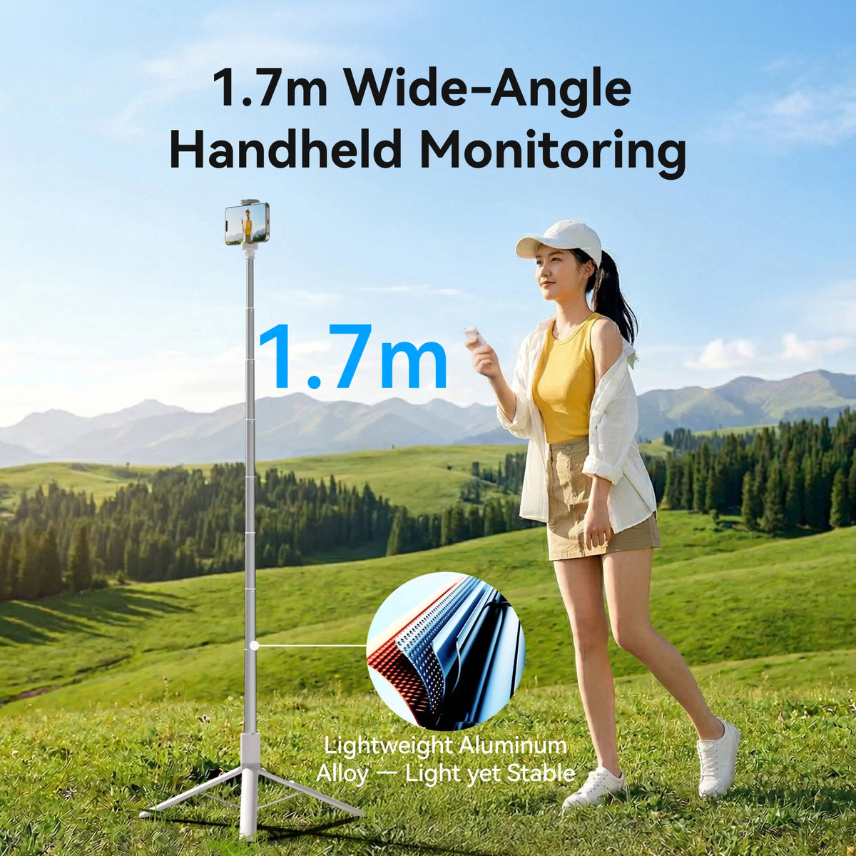 TELESIN 1.7M Wireless Bluetooth Selfie Stick Tripod with Remote Control