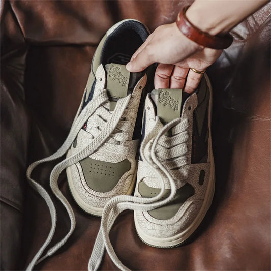 Vintage Crackle Men's Skate-Style Sneakers