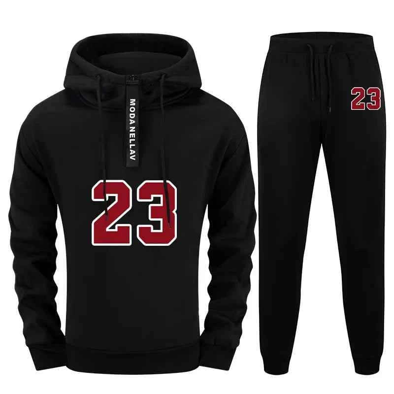 Mens Urban Fashion Tracksuit Set - 2 Piece Half Zip Hoodie & Sweatpants for Streetwear, Perfect Men's Tracksuit Set for Autumn & Winter Casual Sporty Jogging