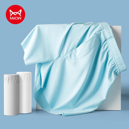 MiiOW Men's Ice Silk Boxer Shorts 3Pcs Breathable Underwear Large Size