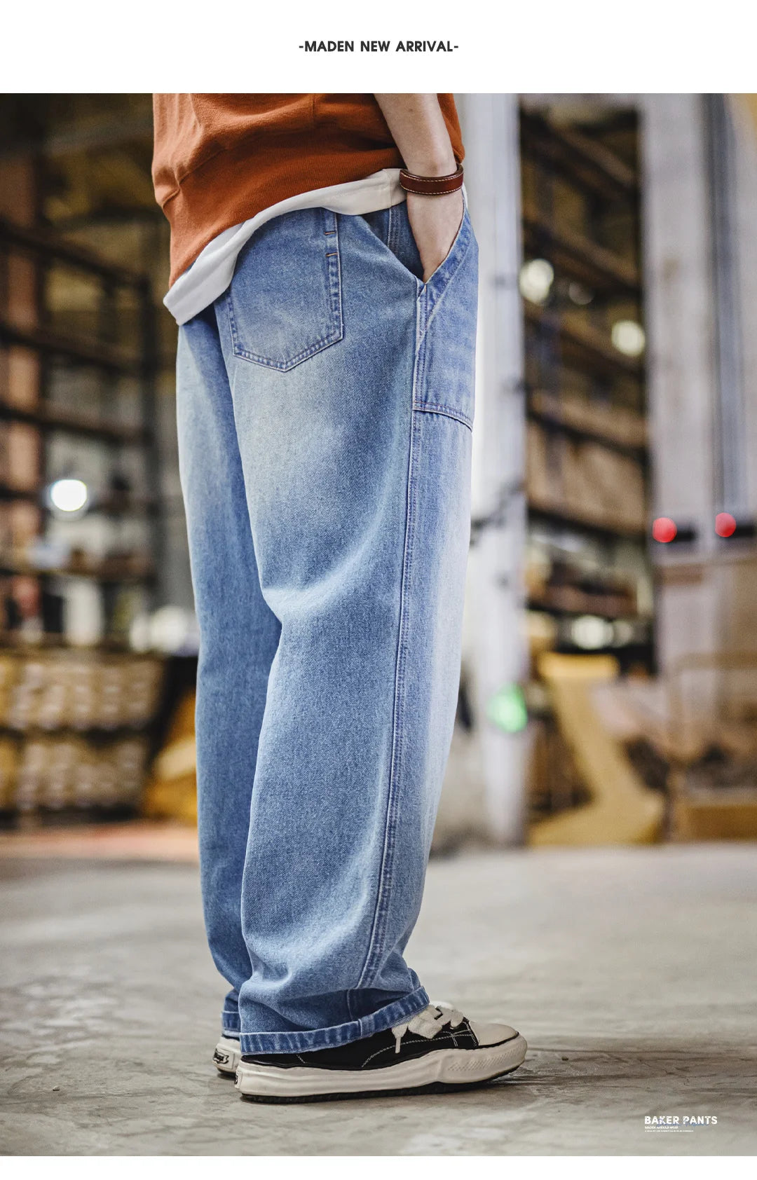 Maden Men's Vintage Baker Jeans Washed Denim