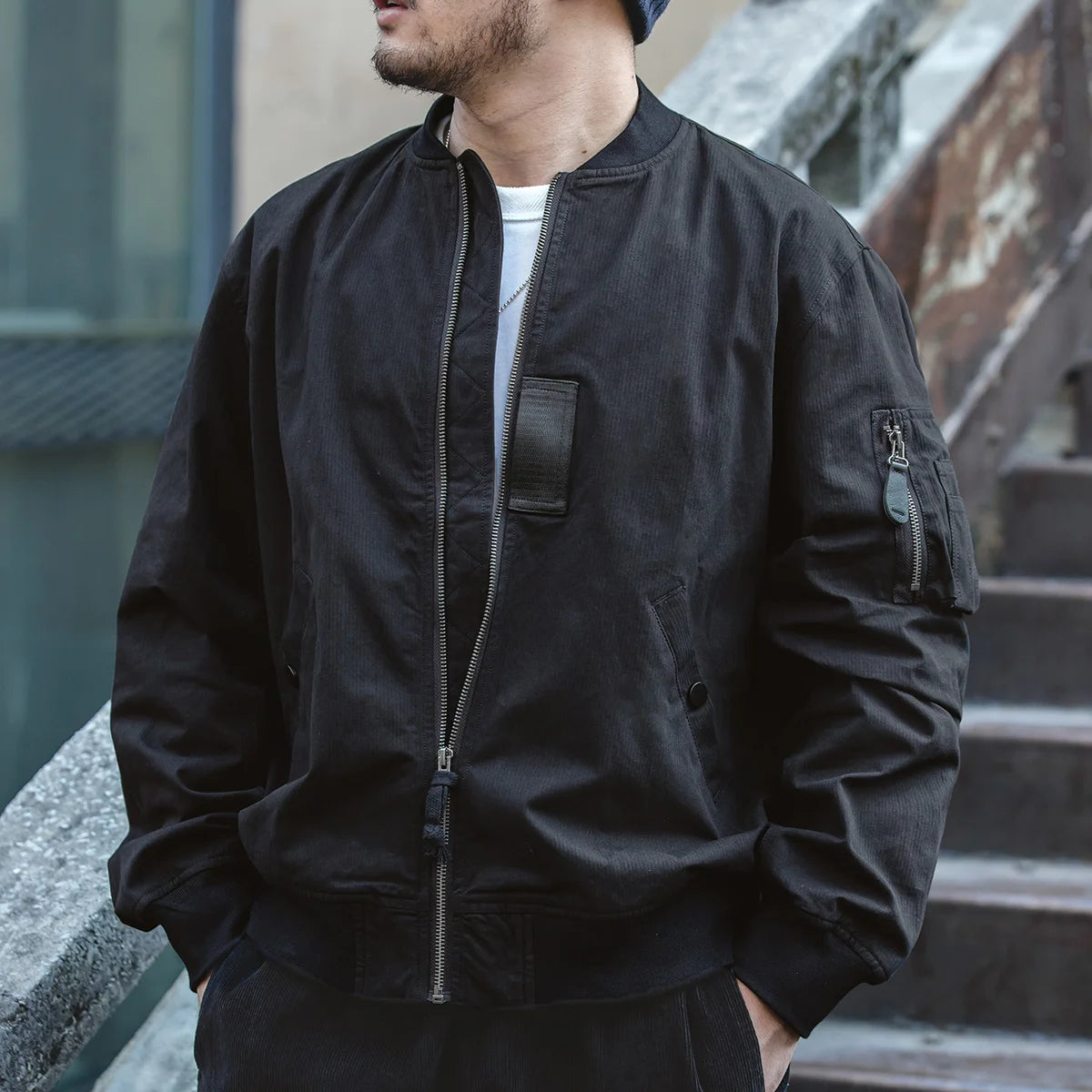 Maden Retro MA1 Bomber Flight Jackets Green Windproof Pilot Jacket Casual Motorcycle Baseball Coat for Men's Spring and Autumn