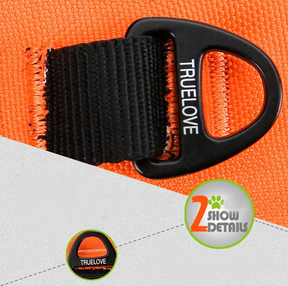 Truelove Pet Harness Reflective Nylon Large Pet Dog Harness All Weather Padded Adjustable Safety Vehicular Leads for Dog TLH5651