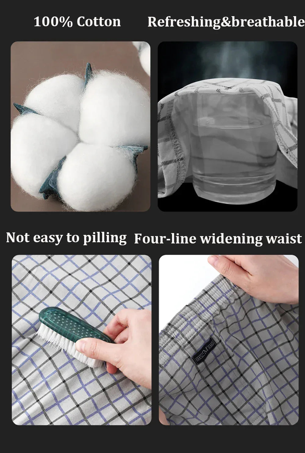 Men's 100% Cotton Plaid Pajama Shorts - ShopHub