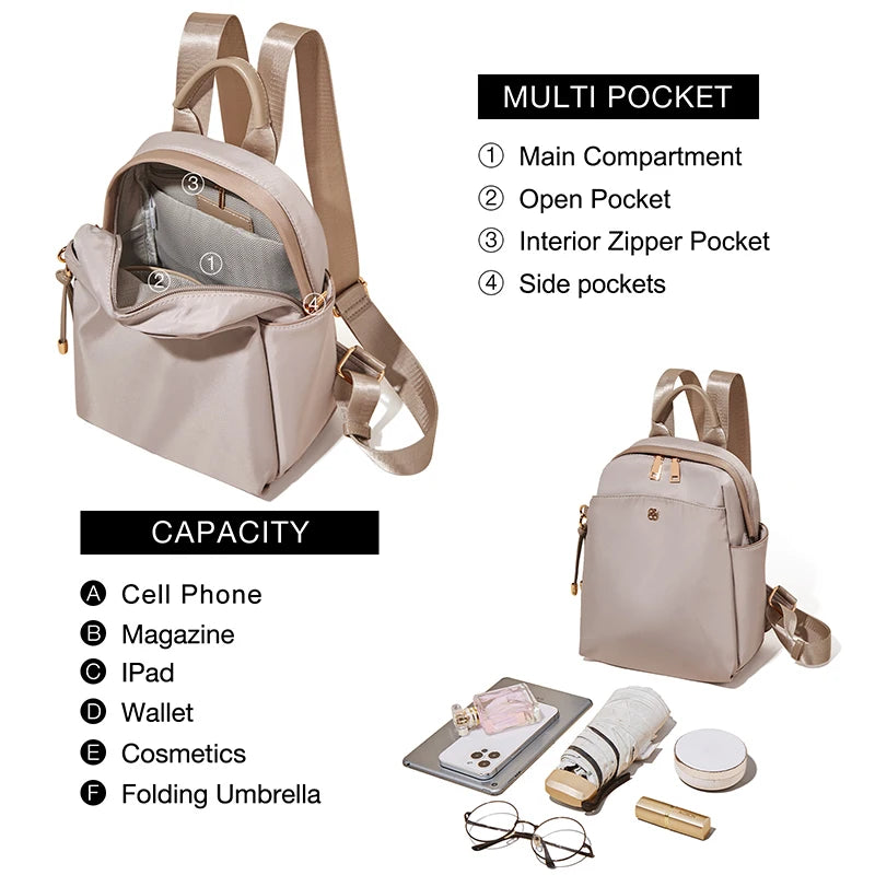 FOXER 2026 New Women's Backpack Soft Cloth Lady Fashion Shoulder Bag Lightweight Anti-theft Large Capacity Commuter Travel Bag