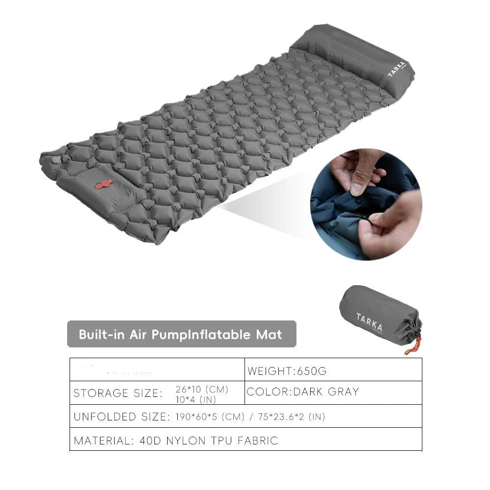 Inflatable Camping Mat with Pillow – Self-Inflating Mattress Habicare
