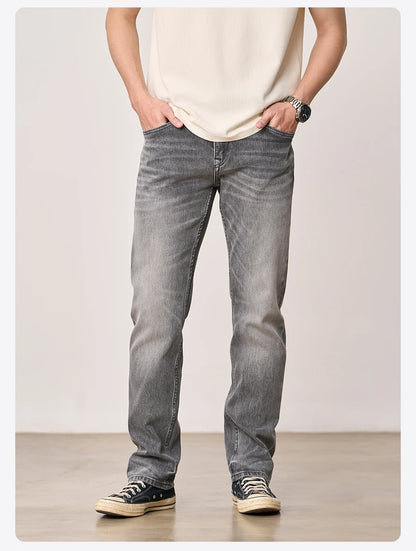 SIMWOOD【CT03/RS04】13.4OZ  Enzyme Washed Jeans Men 4-Way Stretch Denim Pants High Elastic
