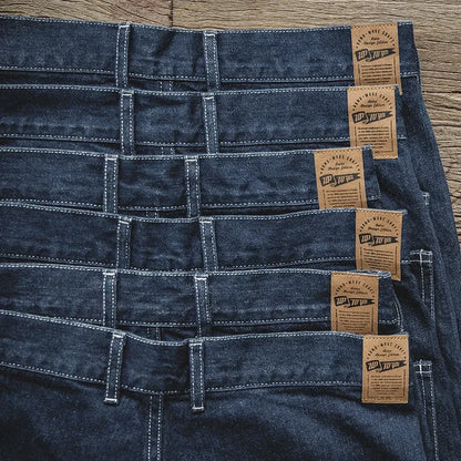 Maden Wide Leg Pants 11.5 Oz Dark Blue Jeans Oversize Pants For Men Size 28 To 36 Baggy Jeans Loose Straight Trousers Workwear