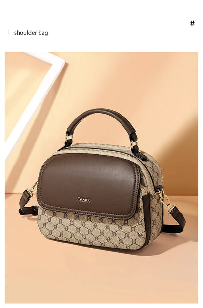 FOXER Lady's Shoulder Bag PVC Leather Casual Handbag Vintage Female Crossbody Bag Fashion Commute Boston Bag