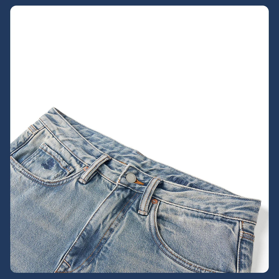 SIMWOOD High Standard 2026 Summer New Loose Relax 14oz Fabric Hole Ripped Jeans Men Vintage Streetwear Fashion Denim Pants