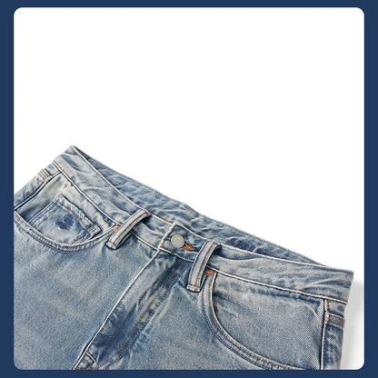 SIMWOOD High Standard 2026 Summer New Loose Relax 14oz Fabric Hole Ripped Jeans Men Vintage Streetwear Fashion Denim Pants