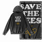 Hive Mind Bees Graphic Acid-Washed Black Hoodie